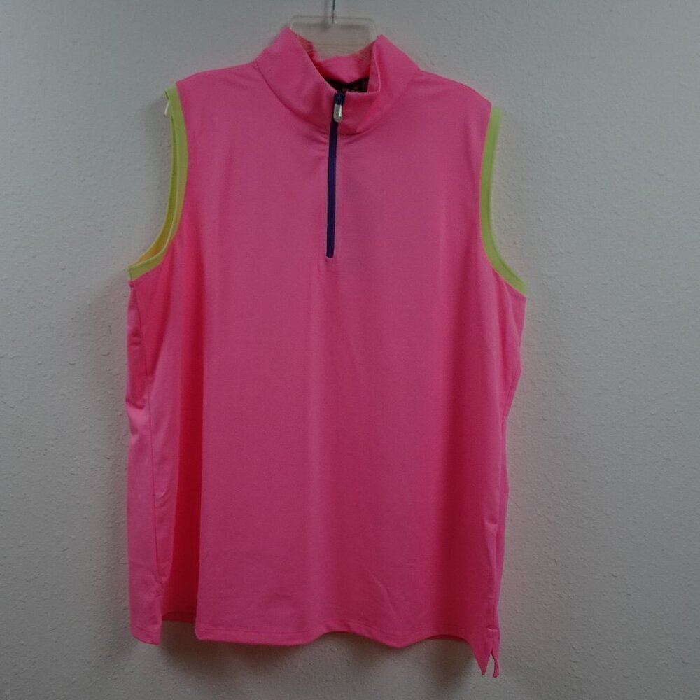 RLX Ralph Lauren Golf Polo Shirt Women's Size 2XL Pink 1/4 Zip Wicking